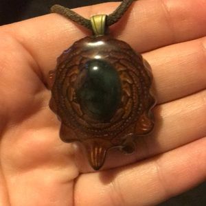 Emerald third eye pinecone necklace